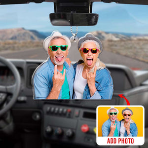 Personalized Couple Car Hanging Ornament-Upload Photo - Ornament - GoDuckee