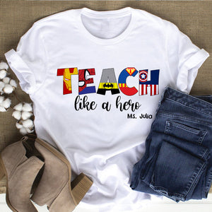 LEAD Like A Hero - Christmas Teacher Personalized Shirt - Shirts - GoDuckee