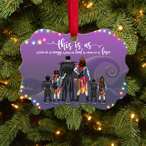 Pumpkin King and Queen Family, This Is Us A Little Bit Of Crazy, Personalized Aluminium Ornament - Ornament - GoDuckee