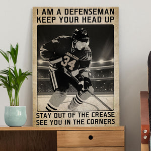 Personalized Defenseman Hockey Poster - I Am A Defenseman Keep Your Head Up - Vintage - Poster & Canvas - GoDuckee
