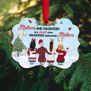 Mothers And Daughters Are Closest Personalized Medallion Wood Ornament , Gift For Mother and Daughter - Ornament - GoDuckee
