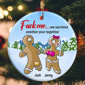 We Another Year Together Christmas Couple Personalized Ceramic Circle Ornament - Ornament - GoDuckee