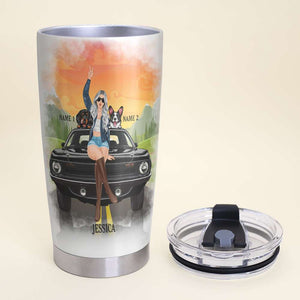 Personalized Muscle Car's Lover Tumbler, A Girl Her Dog And Her Muscle Car It’s A Beautiful Thing - Tumbler Cup - GoDuckee