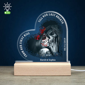 From Our First Kiss Till Our Last Breath Personalized 3D Led Light Wooden Base, Couple Gift - Led Night Light - GoDuckee