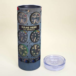 Flight Instruments Panel - Personalized Skinny Tumbler - Gift For Pilot - Tumbler Cup - GoDuckee