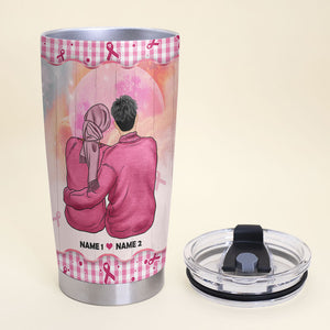 Breast Cancer - Personalized Couple Tumbler - To My Beautiful Wife, Strongest Woman - Tumbler Cup - GoDuckee