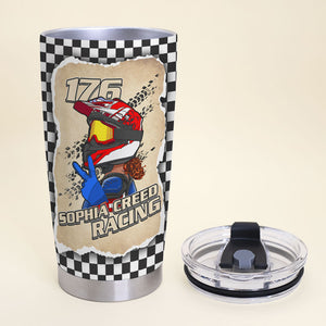 Personalized Motocross Girl Tumbler - Don't Let The Eyeliner And Perfume Fool You - Tumbler Cup - GoDuckee