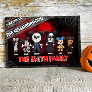 Welcome To The Neighborhood Personalized Halloween Metal Sign, Gift For Family - Metal Wall Art - GoDuckee