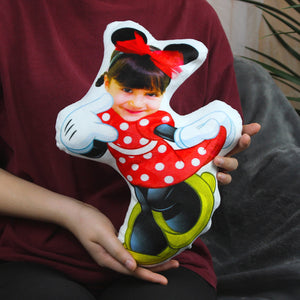 Custom Face Pillow, Love Family, Pretty Girl In Red Dot Dress - Pillow - GoDuckee