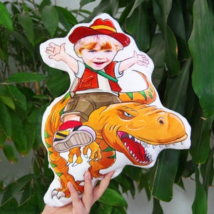 Dinosaur Boy, Custom Face Pillow, Love Family - Pillow - GoDuckee