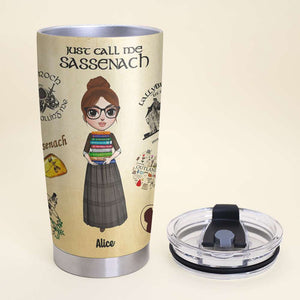 Outlander - Personalized Girl Holding Books Tumbler - Just Call Me Sassenach - Tumbler Cup - GoDuckee