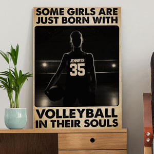 Personalized Volleyball Girl Poster - Some Girls Are Just Born With The Volleyball In Their Souls - Vintage - Poster & Canvas - GoDuckee