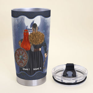 Personalized Viking Couple Tumbler - To My Shieldmaiden I Love You To Valhalla And Back - Tumbler Cup - GoDuckee