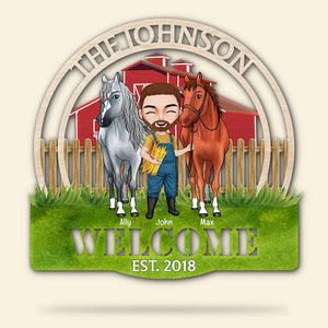 Personalized Horse Farm Cut Metal Sign, Welcome Metal Sign - Metal Wall Art - GoDuckee