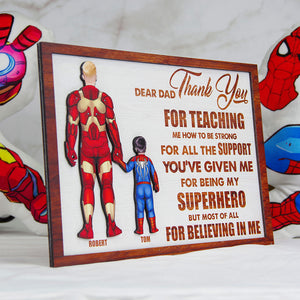 Dear Dad Thank You - Personalized Layered Wood Sign Stand - Gift For Dad - Wood Sign - GoDuckee