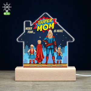 Super Mom Is Here, Personalized 3D Led Light, Gift For Mother's Day - Led Night Light - GoDuckee