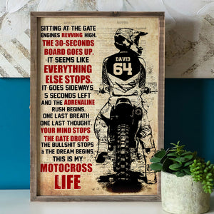 Vintage Motocross Poster - Custom Number, Name Rider - This Is My Motocross Life - Poster & Canvas - GoDuckee