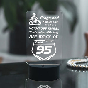 Motocross Frogs And Snails And Motocross Trails Personalized Led Night Light - Led Night Light - GoDuckee