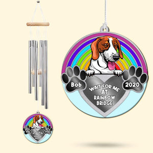 Personalized Memorial Dog/Cat Wind Chimes, Wait For Me At Rainbow Bridge - Wind Chimes - GoDuckee