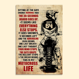 Vintage Motocross Poster - Custom Number, Name Rider - This Is My Motocross Life - Poster & Canvas - GoDuckee