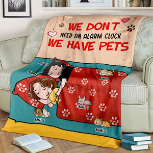 Personalized Cat Mom & Dad Blanket - We Don't Need An Alarm Clock, We Have Pets - Blanket - GoDuckee