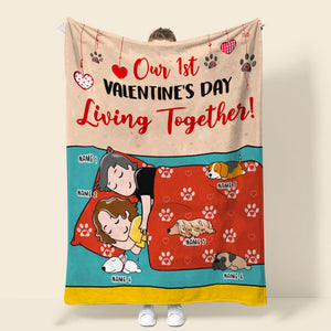 Personalized Dog Mom & Dad Blanket - Our 1st Valentine's Day Living Together - Blanket - GoDuckee