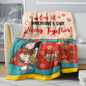 Personalized Dog Mom & Dad Blanket - Our 1st Valentine's Day Living Together - Blanket - GoDuckee