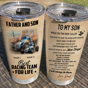 Dirt Track Racing - Custom Photo Tumbler - Father and Son, Best Racing Team For Life dtracing2104 - Tumbler Cup - GoDuckee