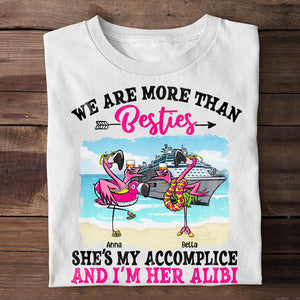 Personalized Gifts For Friends, She's my accomplice and i'm her alibi, Custom Flamingo Besties Shirt - Shirts - GoDuckee