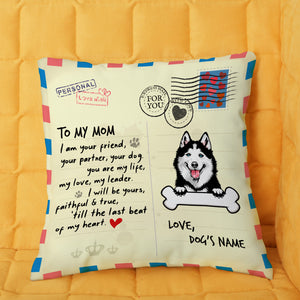 Personalized Dog Lover Pillow - To My Dog Mom - Retro Letter Paper Background - Pillow - GoDuckee