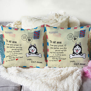 Personalized Dog Lover Pillow - To My Dog Mom - Retro Letter Paper Background - Pillow - GoDuckee