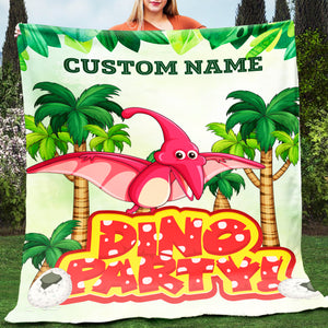 Dinosaur Party - Custom Dinosaur Blanket For Kids - Blanket - GoDuckee