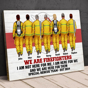 Personalized Firefighter Brother & Sister Poster - We Are Here For Them - Thin Red Line Background - Poster & Canvas - GoDuckee