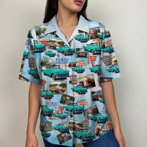 Custom Classic Car Hawaiian Shirt, Seamless Car Pattern, Up to 15 Photos - Hawaiian Shirts - GoDuckee