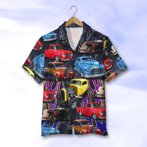 Custom Hot Rod Photo Hawaiian Shirt, Flame Pattern, Gift For Hot Rod Lovers - Hawaiian Shirts - GoDuckee