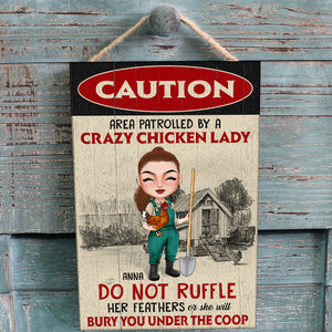 Caution Area Patrolled Personalized Farm Girl Metal Sign - Custom Title - Metal Wall Art - GoDuckee
