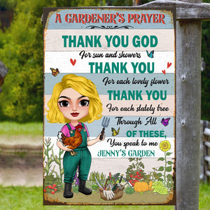 Thank You God For Sun And Showers, Personalized Gardener Metal Sign, Gift For Gardening Lovers - Metal Wall Art - GoDuckee