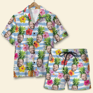 Custom Hawaiian Shirt and Beach Shorts, Pineapple Seamless Pattern - Hawaiian Shirts - GoDuckee