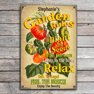 Garden Rules Personalized Gardening Metal Sign Gift For Gardener - Metal Wall Art - GoDuckee