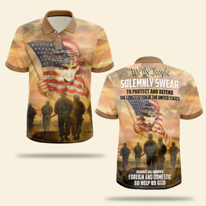 We The People Solemnly Swear To Protect Personalized Veteran Polo Shirt Gift For Him - AOP Products - GoDuckee