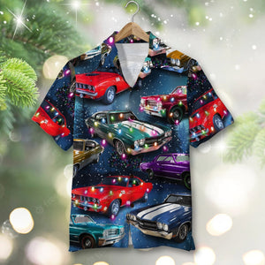Custom Christmas Muscle Car Hawaiian Shirt, Gift For Car Lovers - Hawaiian Shirts - GoDuckee