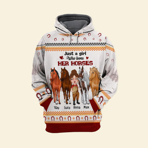 Just A Girl Who Loves Her Horses Personalized Horse Shirt, Gift For Farmer - AOP Products - GoDuckee