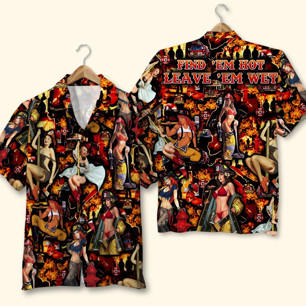 Firefighter Hawaiian Shirt, Aloha Shirt, Hot Girls Pattern, Gift For Him - Hawaiian Shirts - GoDuckee