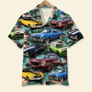Custom Muscle Car Hawaiian Shirt, Hawaii Beach Patten - Hawaiian Shirts - GoDuckee