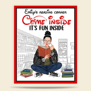 Come Inside It's Fun Inside Personalized Reading Wood Sign Gift For Reading Book Lovers - Wood Sign - GoDuckee