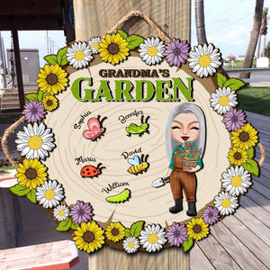 Grandma's Garden Personalized Gardening Wood Sign Gift For Gardening Lovers - Wood Sign - GoDuckee