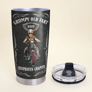 Personalized Old Biker Tumbler - Grumpy Old Fart Ibuprofen Chapter - Like Motorcycles and Whiskey And Maybe 3 People - Tumbler Cup - GoDuckee