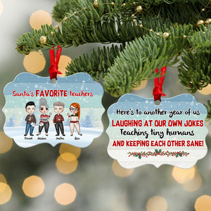 Santa's Favorite Teachers - Personalized Co-worker Benelux Ornament - Ornament - GoDuckee