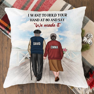 Personalized Old Couple Pillow - To My Husband, At 80 & Say We Made it, Never Forget That I Love You - Pillow - GoDuckee