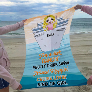 I'm A Deck - On Cruise Ship - Personalized Beach Towel - Gifts For Cruise Lovers, Girls Doll - Beach Towel - GoDuckee